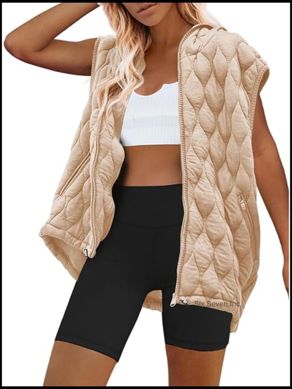 Oversized Puffer Vest Sleeveless Quilted Jacket with Hood